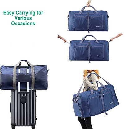 Woogwin Travel Duffel Bag Large Foldable Waterproof Overnight Bag for Beach Swim Bags Pool Sports Gym - color: 100L Darkblue