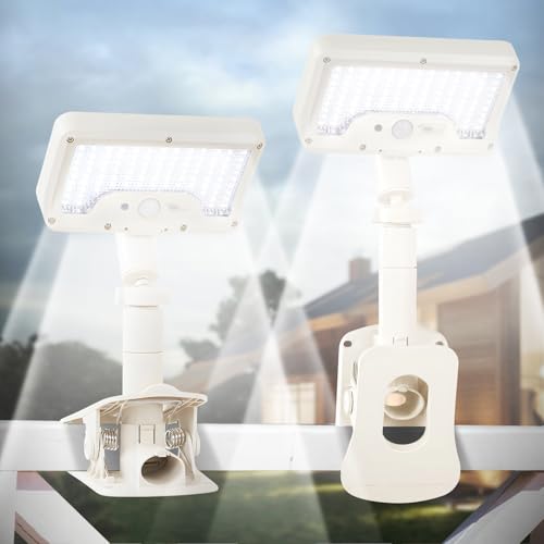 Clip On Solar Motion Lights Outdoor,360°Rotatable Fence Lights(2Pack,6000K) - color: White, size: 2 Pack