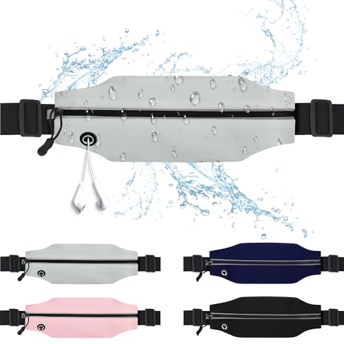 Running Belt Fanny Pack for Men and Women Slim Running Bag Phone Holder Runner Money Belt Running Essentials Workout Fitness - color: Grey
