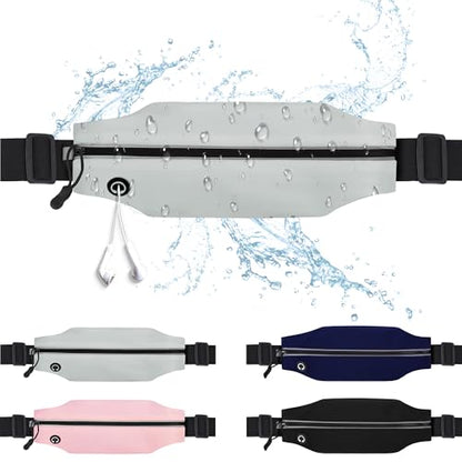 Running Belt Fanny Pack for Men and Women Slim Running Bag Phone Holder Runner Money Belt Running Essentials Workout Fitness - color: Grey