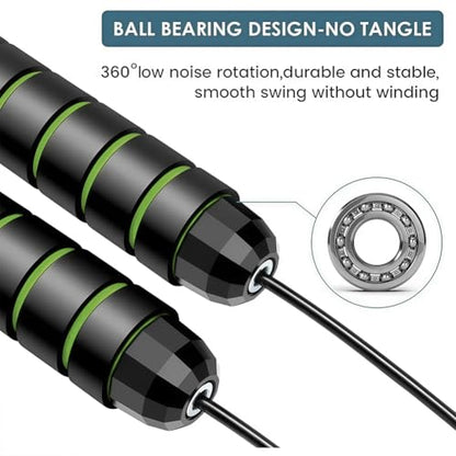 Adjustable Jump Rope,9.8 Feet Skipping Ropes for Fitness,Tangle-Free Rapid Speed with Ball Bearings