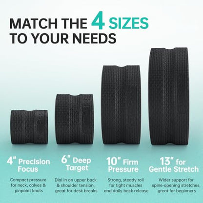 GymCope Back Roller Wheel 4 Pack Spine-Safe Groove, for Whole Family Yoga - color: Black, size: 4"+6"+10"+13"