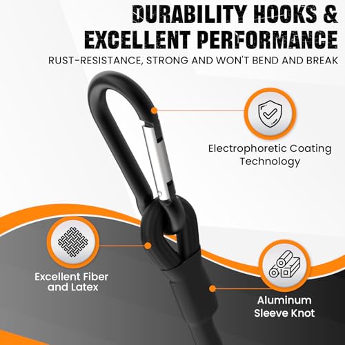 2PCS Adjustable Bungee Cords with Hooks 24 Inch Long Superior Latex - size: 24 INCH ADJUSTABLE