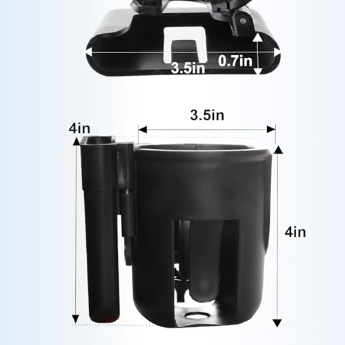 WHLICKS 2-in-1 Walker Cup Holder with Reversible Phone Holder，Fit for Wheelchair, Rollator, Scooter, Bike, Mobility, Camper, Stroller with Sturdy,Rotatable,Adjustable and Anti - Slip Clip - size: Reversible