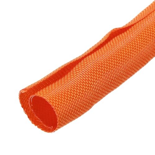 MECCANIXITY Braided Wire Loom, 10ft(3 m) - 5/8"(16mm) Wire Split Braided Cable Management Sleeve Automotive Woven Mesh Split Loom Tubing for Multi-Cable Management, Orange - color: Orange, size: 10ft(3 m) - 5/8"(16mm)