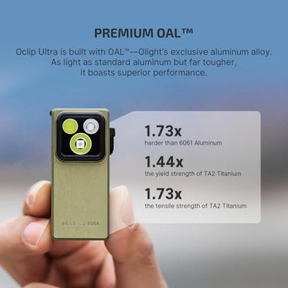 OLIGHT Oclip Ultra Rechargeable EDC Flashlight, UV Light, Olive Green