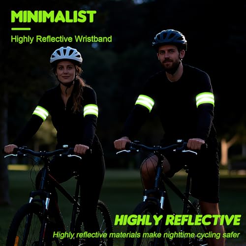 4 Pack High Visibility Reflective Bands for Arm, Wrist, Ankle & Leg – Adjustable Elastic Safety Straps for Night Running, Walking, Cycling – Reflective Gear for Men & Women