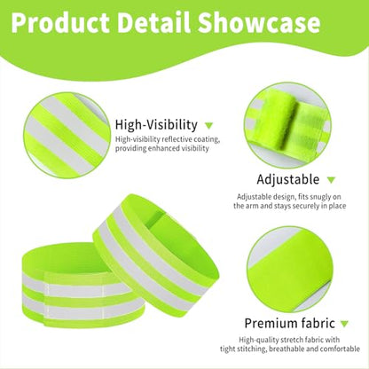 VVS 8 Pack of High Visibility Reflective Bands Wristbands for Cycling Running Arm Wrist Ankle Bands Leg Straps and as Bike Pants Cuff Clip
