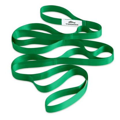 Trideer Non-Elastic Stretching Strap with Loops for Physical Therapy & Rehab, Knee Hip Leg ROM Post-Surgery, Yoga Strap for Stretching, Leg Lifter Strap Mobility Aid, Hamstring Calf Back - color: Emerald Green/75"x1"