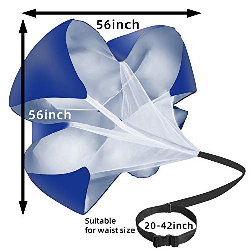 Running Parachute Speed Training Pack of 2 56 Inch Speed Resistance Parachute Speed Chute for Speed Training Football Basketball Training Adults （Blue）