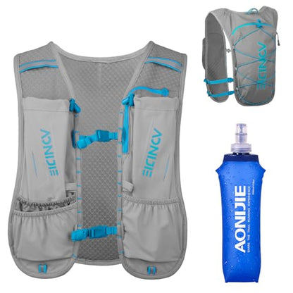 Azarxis Running Water Bottles Flask BPA Free Leakproof Hydration Vest Packs Waist Belt Replacement for Triathlon Marathon Hiking Cycling Climbing Runner - color: #6 Gray (5L) - with a Soft Flask (500ml)