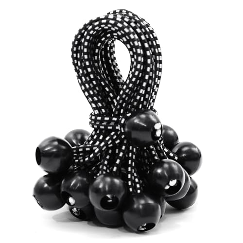 A ANTELOPE 25-Pack 6" (Black & White) Heavy Duty Ball Bungee Cords - size: 6 Inch