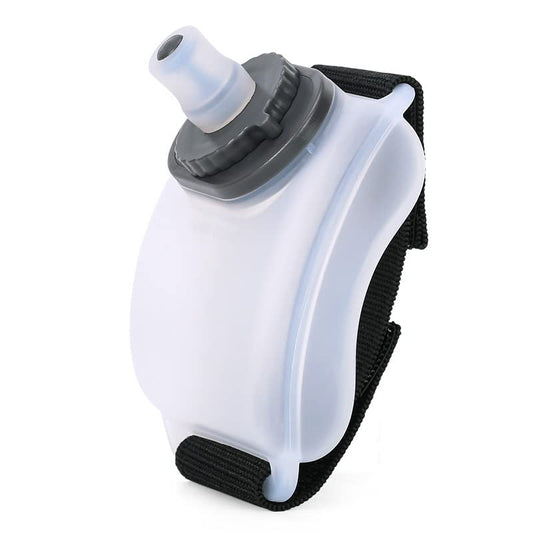 Wrist Sports Water Bottles, Outdoor Wearable HandsFree Silicone 7 Oz Running Water Bottle, Sports Portable Fitness Marathon Rock Climbing Cycling Cup Suitable for Travel Camping Jogging Hiking (White) - color: White