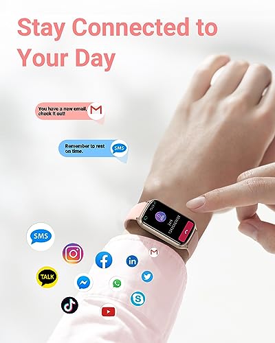 Amzhero Health Fitness Tracker with 24/7 Heart Rate, Blood Oxygen, Blood Pressure, Sleep Tracker, 5ATM Waterproof Activity Trackers with Step Tracker, Pedometer (S & L Bands Included) - color: Pinksand
