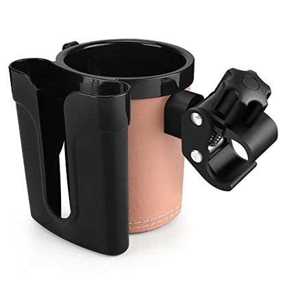 Accmor Stroller Cup Holder with Phone Keys Holder, 3-in-1 Universal Cup Holder, Drinks Bottle Holder for Stroller, Bike, Wheelchair, Walker, Scooter - color: Black Brown