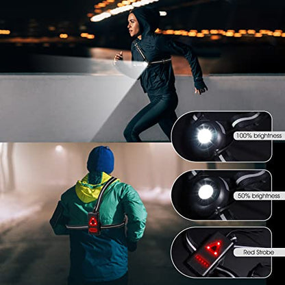 West Biking Night Running Lights, USB Rechargeable Chest Light with 90° Adjustable Beam Angle, 500 Lumens Waterproof Ultra Bright SafetyLamp with Reflective Straps for Runner