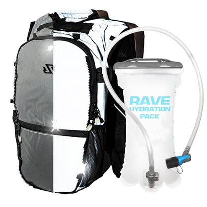 RAVERUNNER® Anti-Theft Hydration Backpack | Festival Approved Rave Backpack for Concert Goers, Leak-Free Festival Water Backpack for EDC, Rave Hydration Pack - color: Reflective
