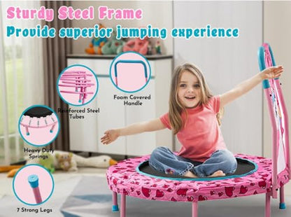 SSLine No-Gap 36'' Trampoline for Kids Toddler with Safety Pad, 36 inch Mini Trampoline with Heavy Duty Frame Indoor, Small Trampolines Max Load 220lbs, Gifts for Boys and Girls - color: Pink