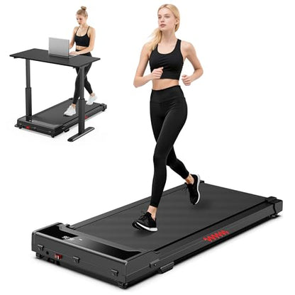 Walking Pad Treadmill for Home - Under Desk Walking and Running with Remote Control Portable Electric Machine Adjustable Slim Compact with 0.6-4.0MPH Modes Max up 265 Lbs for Home Office - color: Black-Red