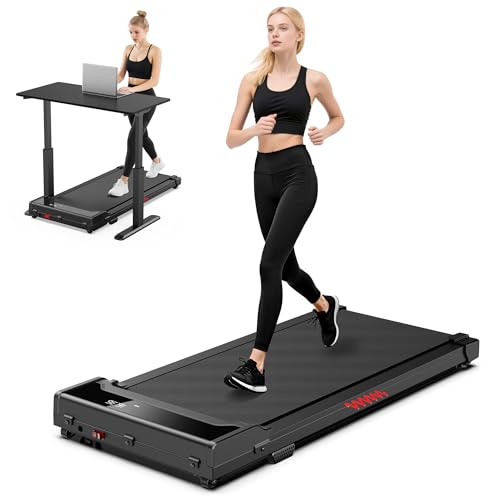 Walking Pad Treadmill for Home - Under Desk Walking and Running with Remote Control Portable Electric Machine Adjustable Slim Compact with 0.6-4.0MPH Modes Max up 265 Lbs for Home Office - color: Black-Red