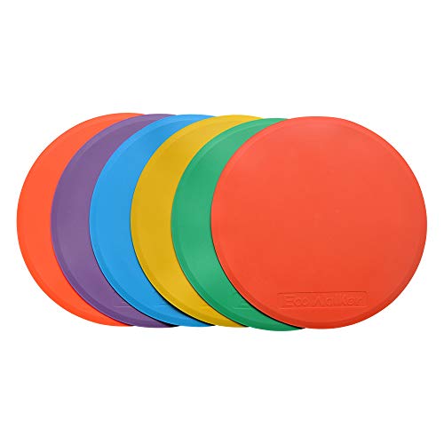 10 inch Spot Markers, Set of 6 Flat Field Cones (25 cm) - Non-Slip Floor Markers for Soccer, Basketball, Football, Speed & Agility Training, Gym Class & Coaching Drills - size: 10inch (25cm)