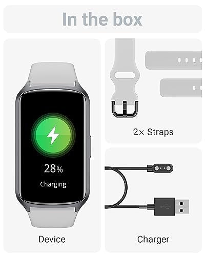 Amzhero Health Fitness Tracker with 24/7 Heart Rate, Blood Oxygen, Blood Pressure, Sleep Tracker, 5ATM Waterproof Activity Trackers with Step Tracker, Pedometer (S & L Bands Included) - color: Grey