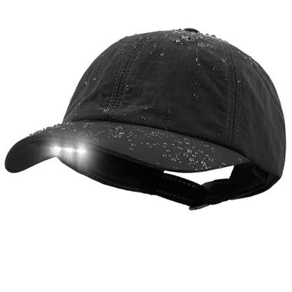 Hands Free Rechargeable LED Baseball Cap with Light Built-in Unisex Sport Waterproof Hat for Men Dad Husband Outdoor - color: Black