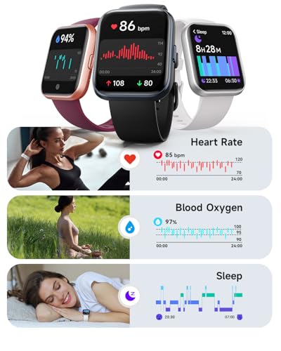 Woneligo Smart Watch for Women, Answer/Make Calls, Alexa Built-in, 1.85" Touch Screen Fitness Tracker for Android & iPhone, Heart Rate/Sleep/SpO2 Monitor Smartwatch, Waterproof (White) - color: White