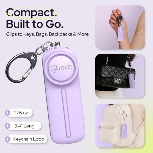 Personal Safety Alarm Keychain for Women, 130dB Panic Pin Siren, Purple - color: E - Purple