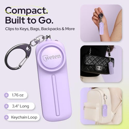 Personal Safety Alarm Keychain for Women, 130dB Panic Pin Siren, Purple - color: E - Purple