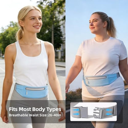 Slim Running Belt for Women Men,Phone Holder Waist Pack,Runners Fanny Pack - color: Light Blue