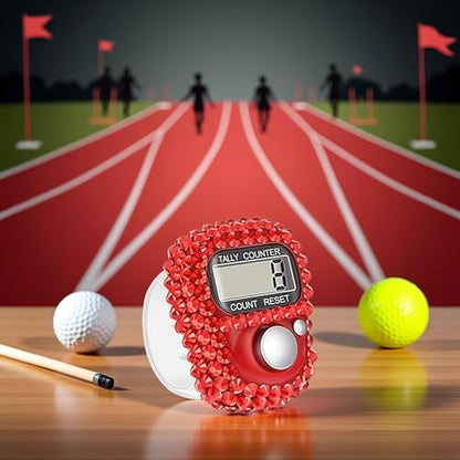 Electronic Finger Tally Counter Clicker Counter,Convenient Portable Digital Display Tally Counter,Resettable Mini Lap Counter for Golf Goods Counting Accessories,Track and Field Lap Counters - color: Red