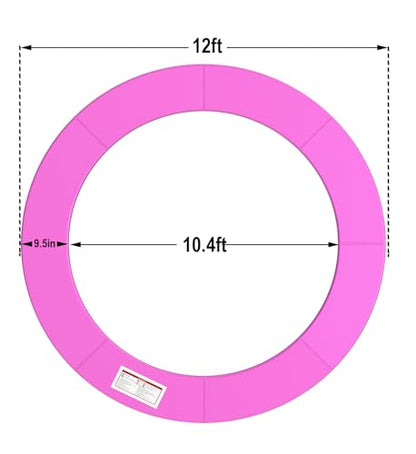 LANGXUN Universal Trampoline Repalcement Safety Pad, 8ft 10ft 12ft 14ft 15ft 16ft Waterproof Surround Spring Foam Cover for Round Frame - color: Pink, size: 12ft