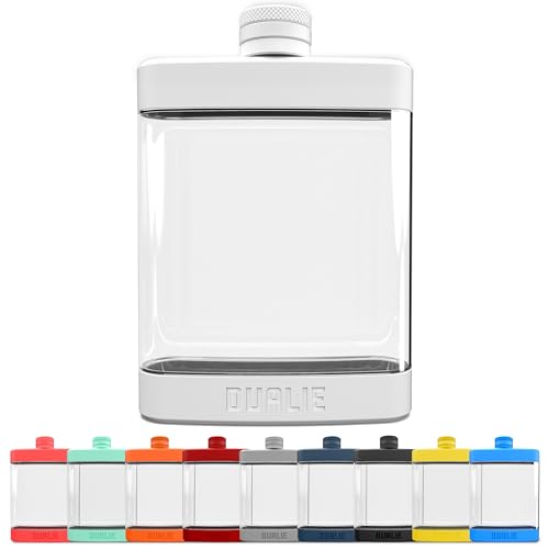 DUALIE 8 oz Hip Flask for Liquor - Shatterproof Alcohol Flasks with Clear Tritan Plastic and Silicone Grip - Flask Gift for Men & Women - White - color: White