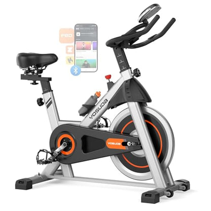 YOSUDA Exercise Bike, Magnetic Friction Stationary Bike with App Training - color: Orange