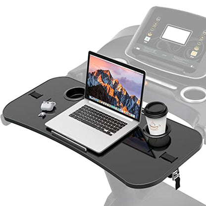 Treadmill Desk Attachment, 36 Inches Tread Tray Workstation Handlebars Platform with Laptop Holder, Cup Tablet Holder, Ergonomic Stand with Cooling Holes(Black) - color: Black