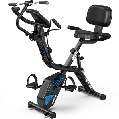 pooboo Folding Magnetic X‑Bike, Upright Exercise Bike for Home Gym - color: Black