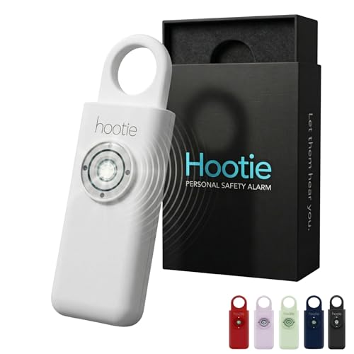 HOOTIE Personal Safety Alarm for Women, Men and Kids — 130dB Personal Alarm Keychain, Pull Pin Safety Alarm Keychain with Strobe Light, Self-Defense Alarm for Campus, Travel and Running — White - color: White