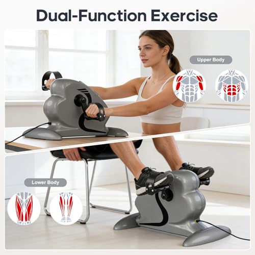 Electric Pedal Exerciser for Seniors with Remote Control - color: Gray