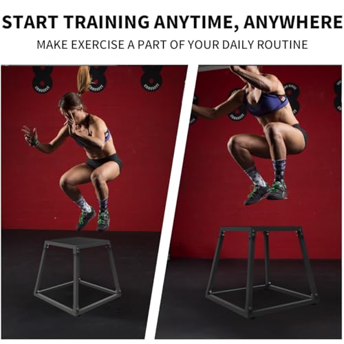 PeakPursuit 12 Inch Metal Plyo Box, Plyometric Jumping Box Set with Anti-Slip Surface for Workout Home Gym,Single and Set,Black
