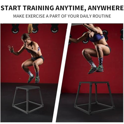 GarveeLife Plyometric Jumping Box, Steel Plyo Box for Exercise - color: Black, size: 12/18/24 Inch