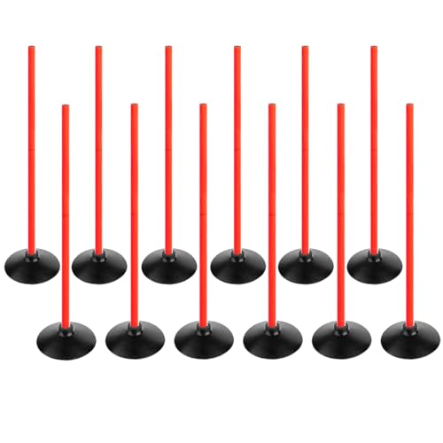 Orange Soccer Agility Poles Set Detachable Sports Trainning Speed Pole Slalom Poles with Rubber Base Sport Traning Equipment - color: Pack of 12, style: 3.3 FT