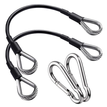 2PCS Gym Cable Extension,Replacement Cable Machine Accessories,Cable Pulley Attachments for Gym -Thick 5mm(0.2inch) Heavy Duty Steel Wire Rope for Home Gym Cable, Leg Extensions Machine - size: 29.5 inch (2PCS)