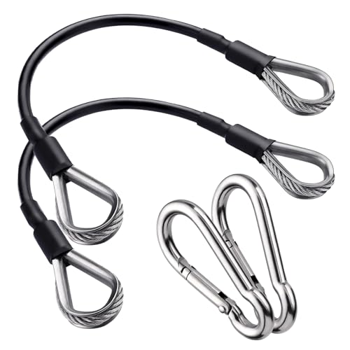 2PCS Gym Cable Extension,Replacement Cable Machine Accessories,Cable Pulley Attachments for Gym -Thick 5mm(0.2inch) Heavy Duty Steel Wire Rope for Home Gym Cable, Leg Extensions Machine - size: 20 inch (2PCS)