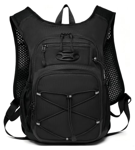 Wotony Lightweight Hydration Backpack with 2LOR 3LWater Bladder for Cycling Hiking Rave - Water Daypack for Men Women - color: ALL BLACK