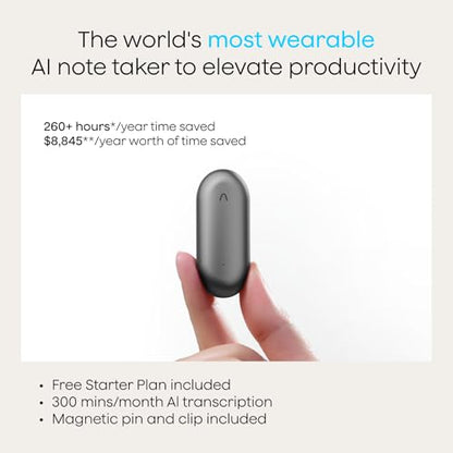 Plaud NotePin Wearable AI Voice Recorder, Cosmic Gray, Non-S Version - color: Gray