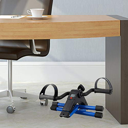 Folding Pedal Exerciser, Mini Exercise Bike Under Desk Bike - color: Blue