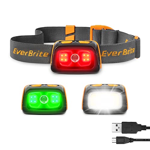 EverBrite 350LM Rechargeable Headlamp with Red White Green Light - color: Orange