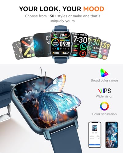 Smart Watches for Men Women, Fitness Tracker with Activity Counter/Sleep Monitor, IP68 Waterproof Smart Watch for Android iPhone iOS Compatible (Midnight Blue, 1.83) - color: Midnight Blue