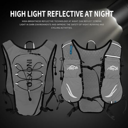IX INOXTO Running Vest for Women Men, Adjustable Chest Straps Running Hydration Vest with 500ml Soft Flask, Lightweight Breathable Reflective Hydration Backpack for Hiking - color: White with 1.6L